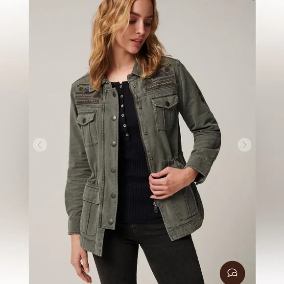 NWOT Overland Falcon Embroidered Utility Jacket - Distressed Slate - Women’s S - Picture 3 of 11